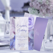 Cartão de Convite de Aniversário para Rosa Azul Vi