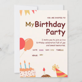 Cartão de Convite de aniversário personalizado