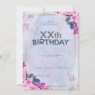 Cartão de Convite de Aniversário Personalizado Flo