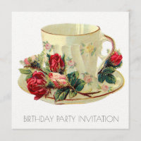 CARTÃO DE CONVITE DE ANIVERSÁRIO VINTAGE VICTORIAN