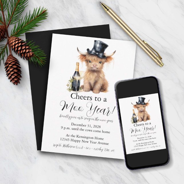 Cartão de Convite de Ano Novo da Vaca das Terras A (Criador carregado)