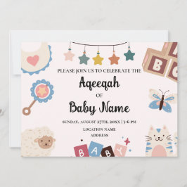 Cartão de Convite de Aqeeqah Aqiqah Instantâneo Ed