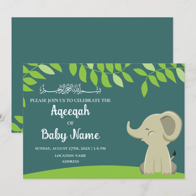 Cartão de Convite de Aqeeqah de Bebê Instantâneo e (Frente/Verso)