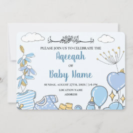 Cartão de Convite de Aqeeqah Instantâneo Editável 