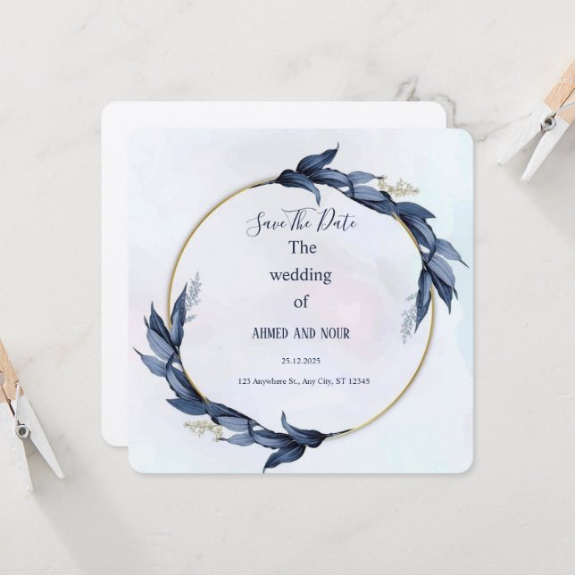 Cartão de convite de casamento (Frente/Verso In Situ)