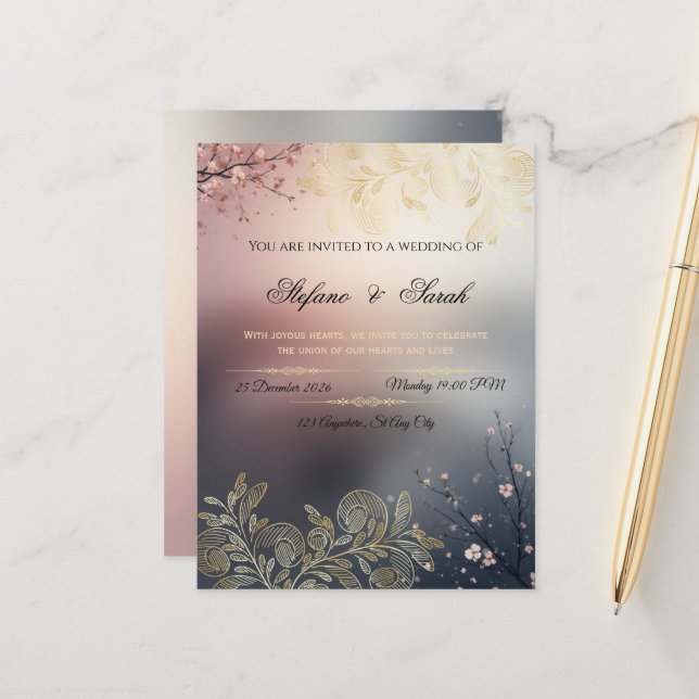 Cartão de convite de casamento  (Frente/Verso In Situ)