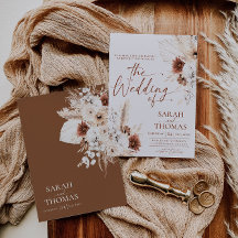 Cartão de Convite de Casamento Boho Terracota