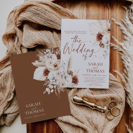Cartão de Convite de Casamento Boho Terracota