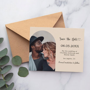 cartão de convite de casamento com foto em arco de