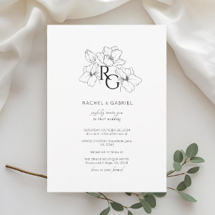 Cartão de Convite de Casamento com Monograma Chic
