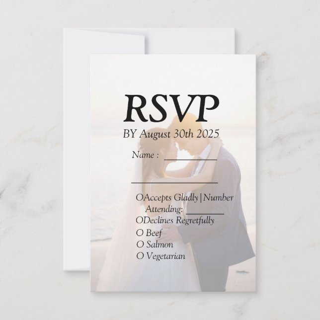 Cartão de Convite de Casamento com RSVP Especial E (Frente)