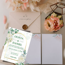 Cartão de Convite de Casamento com Vegetação Minim