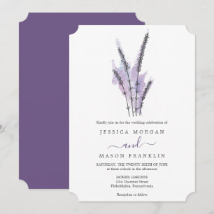 Cartão de Convite de Casamento de Lavanda Mínima