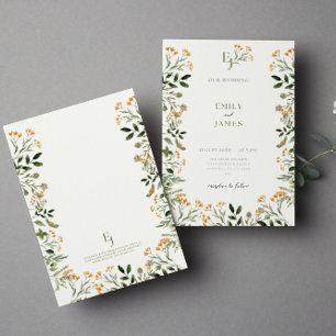 Cartão de Convite de Casamento de Quadro Floral Mí