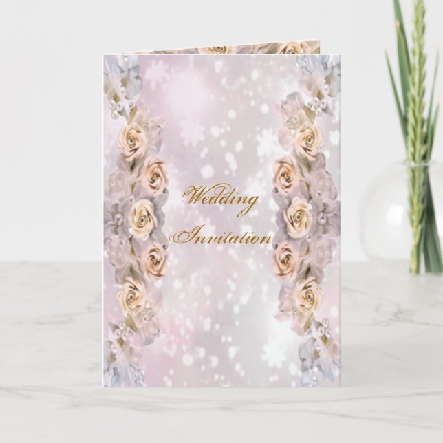 Cartão de Convite de Casamento de rosas (Frente)