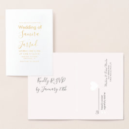 Cartão de Convite de Casamento e RSVP Minimal Dour