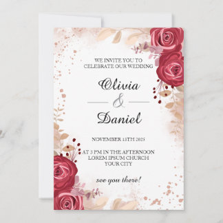 Cartão de Convite de Casamento Elegante rosa