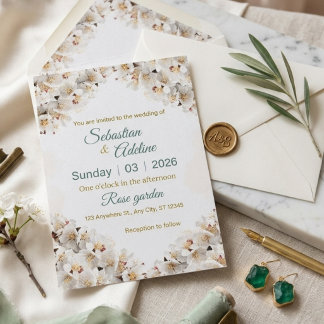 Cartão de Convite de Casamento em Verde Sage e Dou