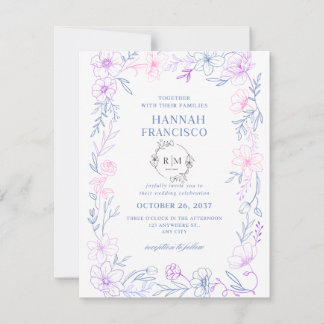 : Cartão de Convite de Casamento Floral Elegante A