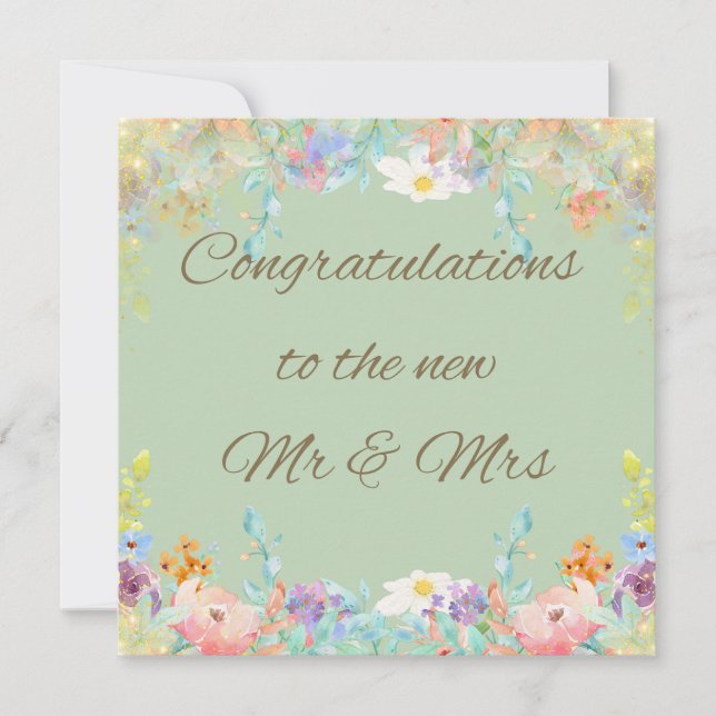 “Cartão de Convite de Casamento Floral Moderno Ele (Frente)