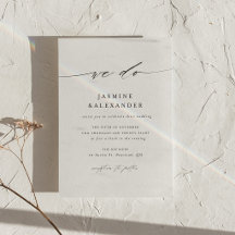 Cartão de Convite de Casamento Minimalista Script
