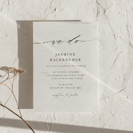 Cartão de Convite de Casamento Minimalista Script