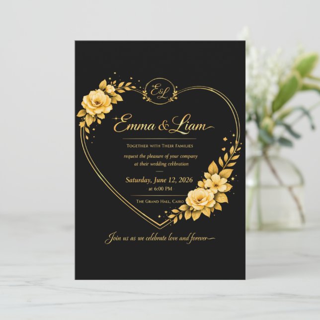 Cartão de Convite de Casamento Moderno – Minimalis (Em pé/Frente)