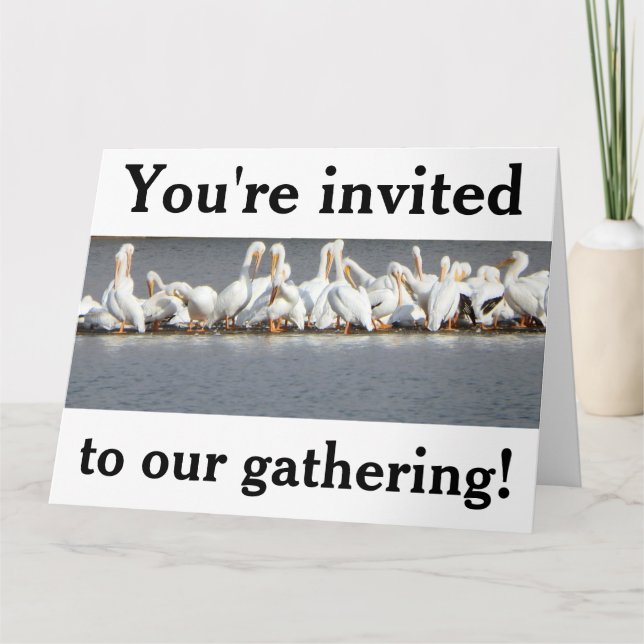 Cartão de convite de casamento, Pelicanos (Frente)