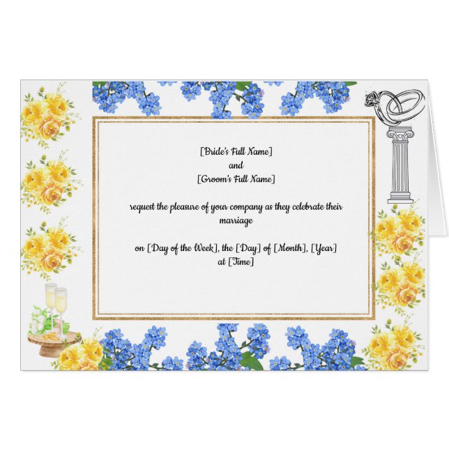 Cartão de convite de casamento personalizável 4 la (Frente Horizontal)