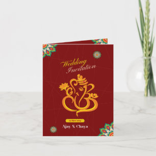 Cartão de Convite de Casamento Tradicional Indiano