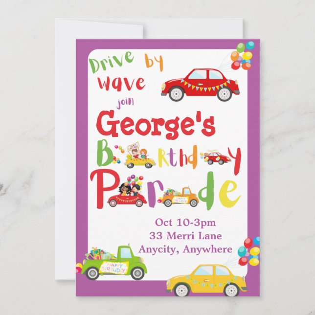 Cartão de Convite de Design Diferente de Aniversár (Frente)