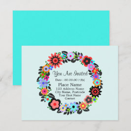 Cartão de Convite de Estilo de Grinalda Floral "Go