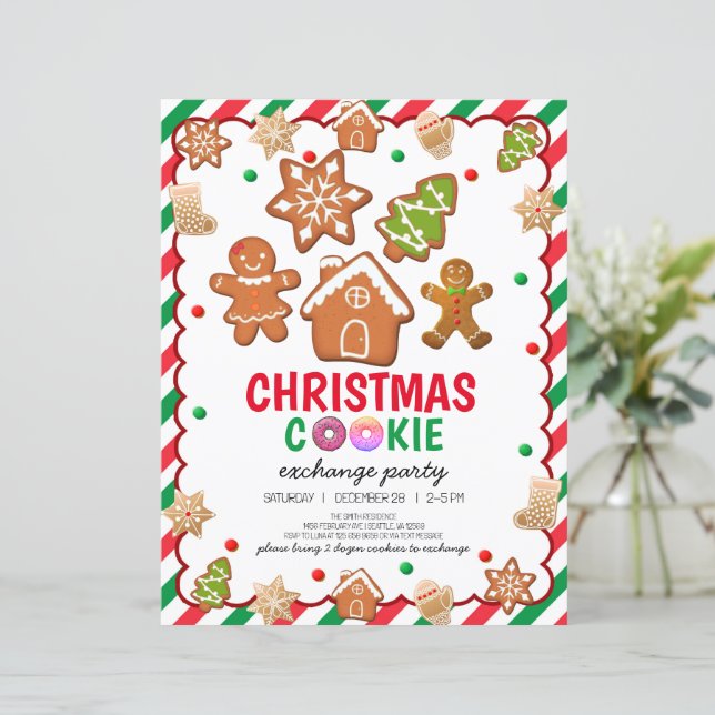 Cartão de Convite de festas de decoração de cookie (Em pé/Frente)