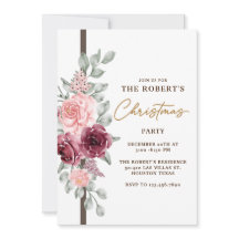 Cartão de Convite de festas de Natal Floral