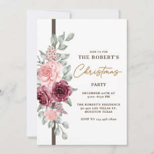 Cartão de Convite de festas de Natal Floral