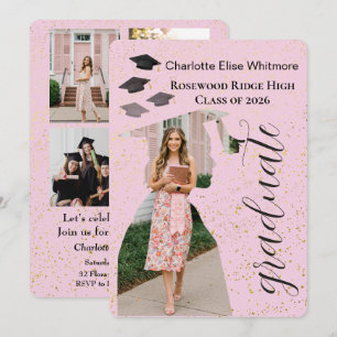 Cartão de convite de formatura com foto moderna e 
