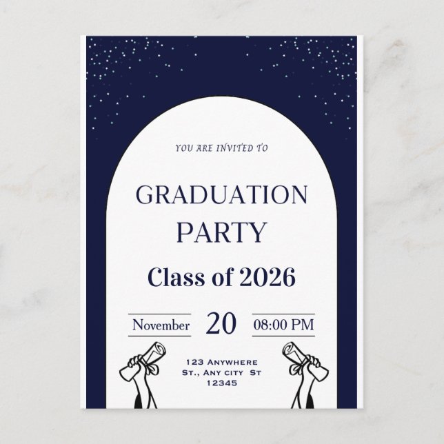 Cartão de Convite de Formatura | Festa de Formatur (Frente)
