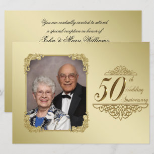 Cartão de Convite de Foto de Aniversário de 50 Ano