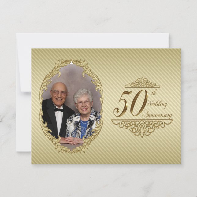 Cartão de Convite de Foto de Aniversário de 50 Ano (Frente)