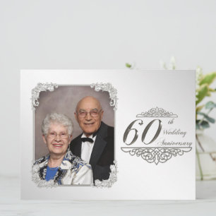 Cartão de Convite de Foto de Aniversário de 60 Ano