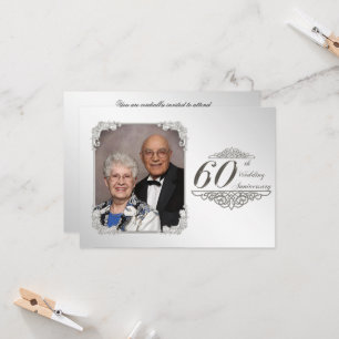 Cartão de Convite de Foto de Aniversário de 60 Ano