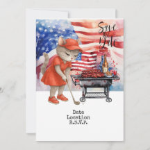 Cartão de convite de golfe 4 de julho para guardar