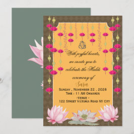 Cartão de Convite de Haldi de Casamento Indiano Ed