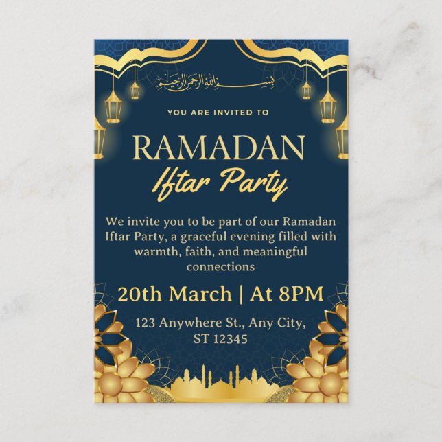 Cartão de Convite de Iftar do Ramadão (Frente)
