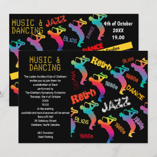 Cartão de Convite de Música Dança Festa Jazz Retro