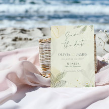 Cartão de Convite de Noivado com Folhas Abstratas 