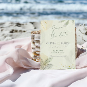 Cartão de Convite de Noivado com Folhas Abstratas 