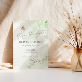 Cartão de Convite de Noivado com Folhas Abstratas 