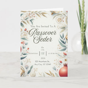 Cartão de Convite de Páscoa Floral Verde Pastel