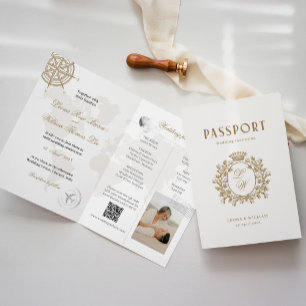 Cartão de Convite de Passaporte para Casamento no 